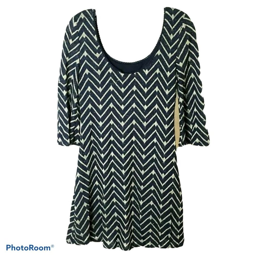 As U Wish Women's Dress Blue‎ Long Sleeve Scoop Neck Size Small
